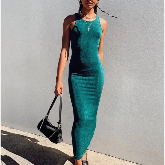 green emerald velvet dress Celena Mini Dress Forest Green Burnout